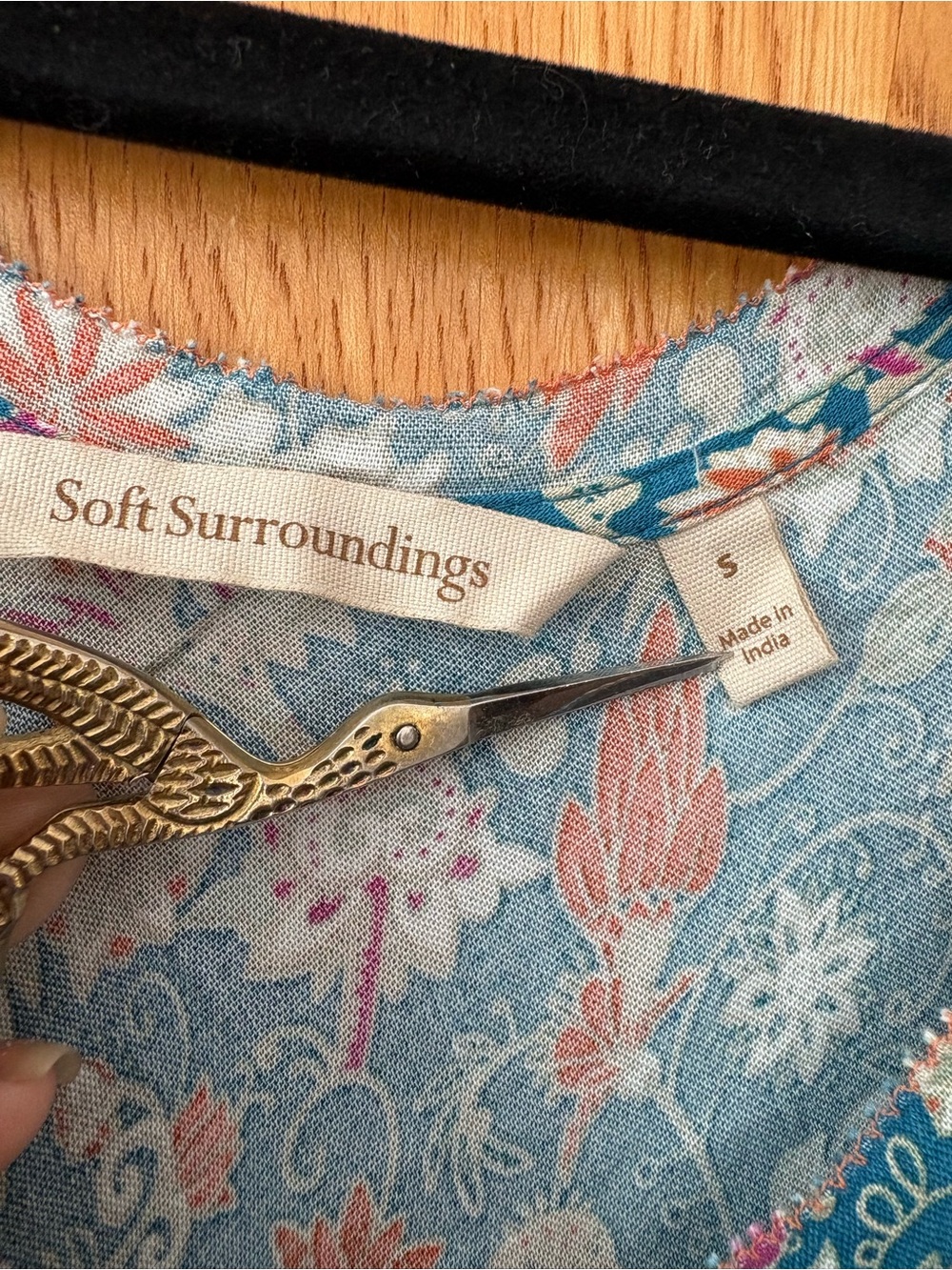 Soft Surroundings Kara Teal Maxi Dress with Coral & Cream flowers S - Picture 3 of 9